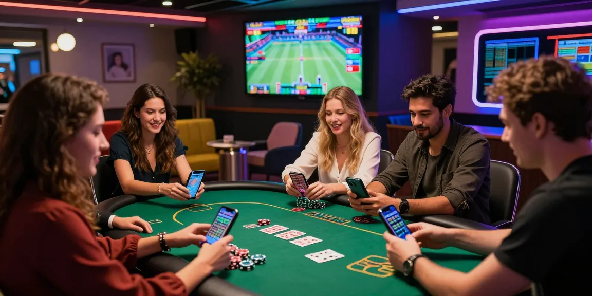 Friends enjoying the newbet4d betting experience at a vibrant gambling venue.