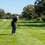 Ulasan putter terkini https://puttperfection.com/putter-reviews dengan pegolf yang sedang memukul bola di lapangan golf.