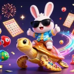 Engage with keluaran macau terbaru in this vibrant scene of lottery celebration with cartoon characters.
