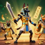 Experience the excitement of slot depo 5 ribu with dynamic 3D illustration of ancient warriors and casino elements.