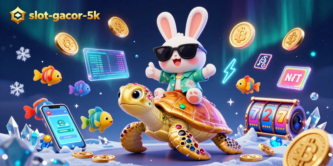 Experience the thrill of winning at slot-gacor-5k with vibrant casino elements and playful characters.