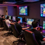 NAGA2000 gaming lounge showcasing vibrant game interfaces and customer service