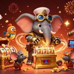 Gioca a slots non AAMS con un ingegnere elefante steampunk in un ambiente vivace di casinò.