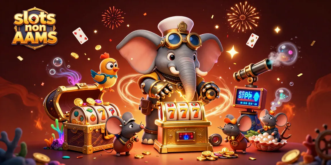 Gioca a slots non AAMS con un ingegnere elefante steampunk in un ambiente vivace di casinò.